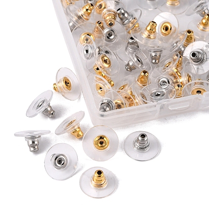 60Pcs 2 Style 304 Stainless Steel Ear Nuts, Earring Backs, with Plastic Findings