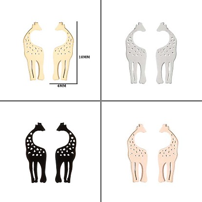 304 aretes de jirafa ahuecados de acero inoxidable, pendientes asimétricos para mujer