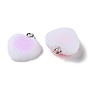Opaque Resin Pendants, Druzy Heart Charms with Platinum Plated Iron Loops