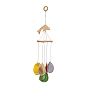 Wood & Natural Dye Agate Wind Chime Pendants, Chakra Stones Wall Hanging Ornament, for Home Decor
