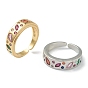 Brass Micro Pave Cubic Zirconia Cuff Rings, Open Rings, Colorful