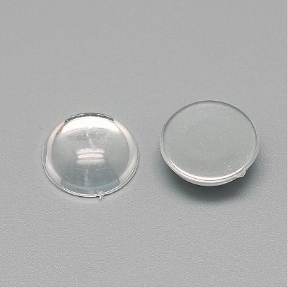 Cabochons de acrílico transparente, media vuelta / cúpula, espalda plateada