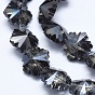 Electroplate Glass Beads Strands, Half Plated, Faceted, Snowflake