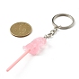 Resin Bear/Dinosaur Lollipop Pendant Keychain, with Iron Keychain Ring