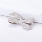 SHEGRACE Gorgeous Platinum Plated Brass Safety Brooch, with Micro Pave AAA Cubic Zirconia Bowknot, 48x20mm