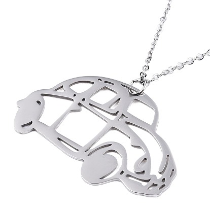 201 Stainless Steel Car Pendant Necklace with Cable Chains for Men Women