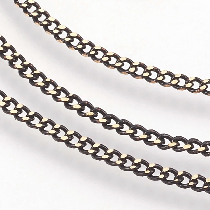 Electroplate Brass Twisted Chains, Diamond Cut Chains, Soldered, Faceted, 2x1x0.4mm