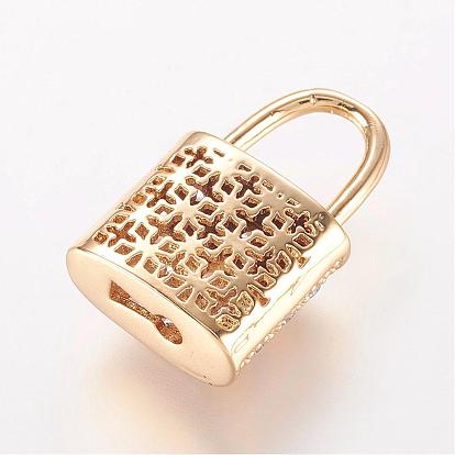 Micro cuivres ouvrent pendentifs zircone cubique, cadenas