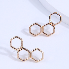 Chic Hexagonal Geometric Earrings with Personality and Style for Fashionable Sweet OLs