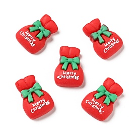 Opaque Christmas Resin Cabochons, Lucky Bag with Word Merry Christmas
