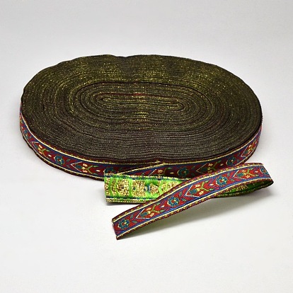 Polyester Ribbons, with Flower Pattern, Jacquard Ribbon, 3/4 inch(20mm), 33yards/roll(30.1752m/roll)