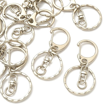 10Pcs Alloy Keychain Clasp Findings, with Alloy Swivel Clasp and Iron Rings