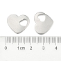 San Valentín regalos ideas para él 304 acero inoxidable estampado etiqueta en blanco corazón encantos colgantes, 15x18x1~1.5 mm, agujero: 6x5 mm