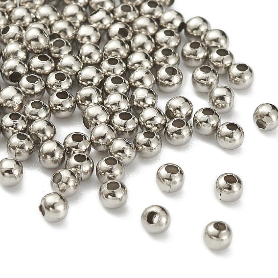 304 perles rondes serties en acier inoxydable, pour la fabrication de bijoux artisanaux