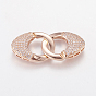 Brass Micro Pave Cubic Zirconia Interlocking Clasps, Nickel Free & Lead Free & Cadmium Free