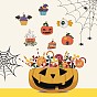 28 pcs 7 pendentifs en émail d'alliage d'halloween de style, citrouille fantôme et maison de citrouille et bonbons avec oeil