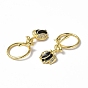 Brass Micro Pave Clear Cubic Zirconia Toggle Clasp, with Enamel, Rose, Real 18K Gold Plated