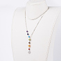 Chakra Jewelry, Natural & Synthetic Gemstone Pendant Necklaces, with Brass Chains and Brass Lobster Claw Clasps