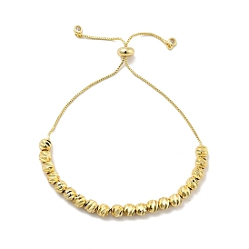 Bracelet coulissant perlé rond en laiton placage en rack avec zircone cubique transparente pour femme, sans plomb et sans cadmium
