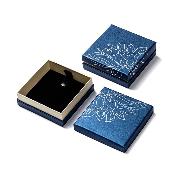 Boîtes à bijoux bracelet en carton, velours à l'intérieur, 90x90x34mm