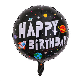 Space Theme Pattern Round Aluminum Balloons, for Birthday Party Decorations