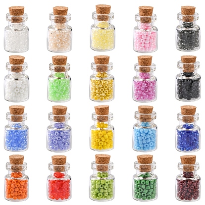 3060Pcs 20 Colors 12/0 Glass Seed Beads, Opaque Colours Seed & Transparent & Ceylon, Small Craft Beads for DIY Jewelry Making, Round