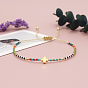 Bracelet de perles tressées en croix et graines de verre, bracelet réglable