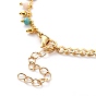 Bracelets à maillons en perles de keshi en perles baroques naturelles, avec des chaînes en laiton de trottoir, 304 fermoirs pinces de homard en acier inoxydable et breloques rondes plates, blanc