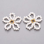 Pendentifs de perles de rocaille en verre, avec les accessoires en laiton de tonalité d'or, fleur