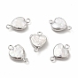 Baroque Natural Keshi Pearl Connector Charms, Heart Links, with Brass Double Loops