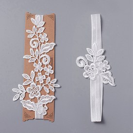 Polyester Lace Elastic Bridal Garters, Flower Pattern, Wedding Garment Accessories