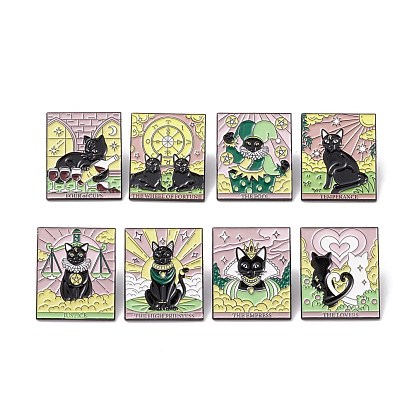 Word Enamel Pin, Cat Tarot Alloy Badge for Backpack Clothes, Electrophoresis Black
