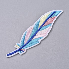 Computerized Embroidery Cloth Iron on/Sew on Patches, Costume Accessories, Appliques, for Backpacks, Clothes, Feather