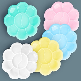 Plum Blossom Shape Plastic Watercolor Oil Palette, Paint Color Mixing Trays