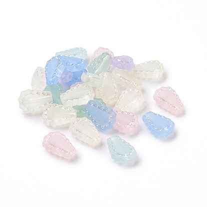 Transparent Frosted Acrylic Beads, AB Color Plated, Teardrop