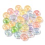 Transparent UV Plating Rainbow Iridescent Acrylic European Beads, Large Hole Beads, Rondelle