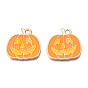 Alloy Enamel Pendants, Halloween, Cadmium Free & Lead Free, Pumpkin, Light Gold