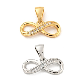 Brass Micro Pave Clear Cubic Zirconia Pendants, Infinity