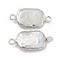Charmes de connecteur de perles de keshi naturelles baroques, liens rectangle, avec doubles boucles en laiton