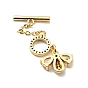 Rack Plating Brass Micro Pave Clear Cubic Zirconia Toggle Clasps, Cadmium Free & Lead Free, Long-Lasting Plated, Bee