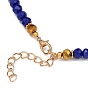 Glass Beaded Necklaces, with Evil Eye Lampwork Beads, Glass Pearl Beads, Brass Beads and Zinc Alloy Lobster Claw Clasps