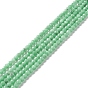 Natural Glass Beads Strands, Faceted, Round, Spring Green