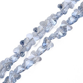Electroplate Transparent Glass Beads Strands, Pearl Luster Plated, Faceted, Butterfly