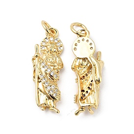 Rack Plating Brass Micro Pave Clear Cubic Zirconia Pendants, with Jump Rings, Cadmium Free & Lead Free, Buddhist