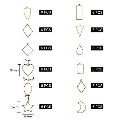 Rack Plating Alloy Open Back Bezel Pendants, For DIY UV Resin, Epoxy Resin, Pressed Flower Jewelry, Mixed Shapes