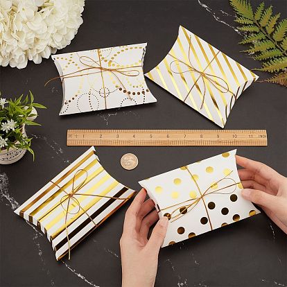 Cardboard Pillow Box, Gift Candy Packing Box, with Rope & Pattern