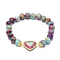 Bracelets à maillons coeur regalite naturel/jaspe impérial/sédiment marin jaspe coeur, bracelets élastiques, ronde, or