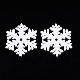 Christmas Theme Spray Painted Wood Pendants, Snowflake