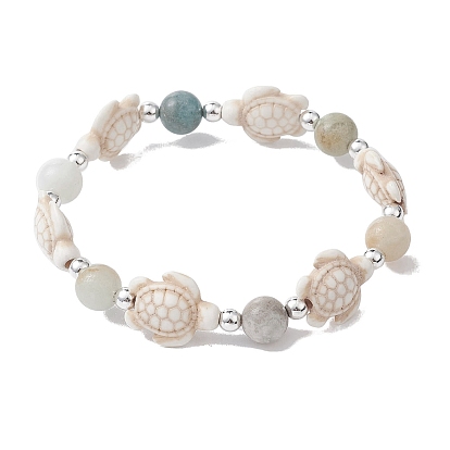Эластичный браслет из бусин из смешанных натуральных и синтетических драгоценных камней, Тема океана