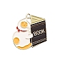 Alloy Enamel Pendants, Golden, Cat with Book Charm